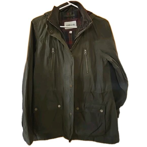 Orvis Waxed Cotton Anorak Rain Jacket Olive Sz M Coat - Picture 1 of 10